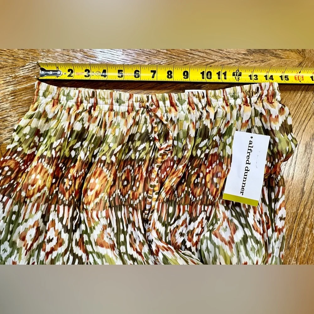 VINTAGE earthy tribal print long‎ maxi skirt elastic drawstring waist 90s y2k